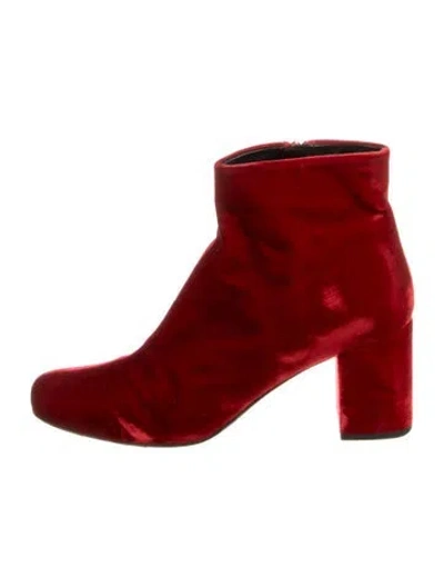 Pre-owned Saint Laurent Velvet Boots In Red