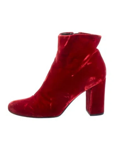 Pre-owned Saint Laurent Velvet Boots In Red