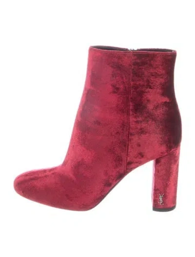 Pre-owned Saint Laurent Velvet Boots In Red