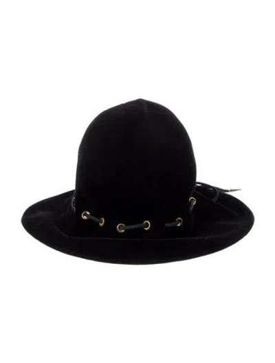 Pre-owned Saint Laurent Velvet Bucket Hat In Black