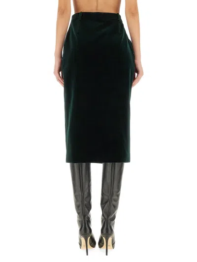 Saint Laurent Velvet Crossover Skirt In Green