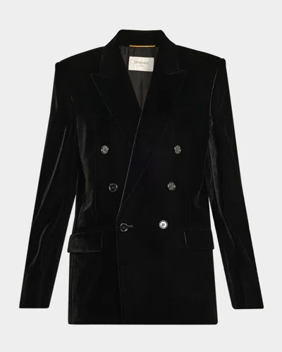 SAINT LAURENT VELVET DOUBLE-BREASTED BLAZER