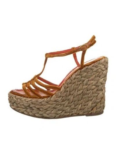 Pre-owned Saint Laurent Velvet Espadrilles In Green