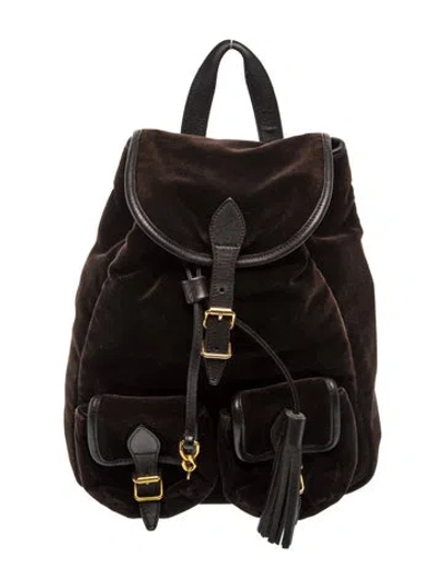 Pre-owned Saint Laurent Velvet Festival Backpack Small In Black