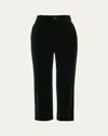 Saint Laurent Cropped Cotton-velvet Slim-leg Pants In Black