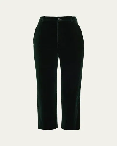Saint Laurent Velvet Flare Trousers In Black