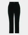 Saint Laurent Cropped Cotton-velvet Slim-leg Pants In Black