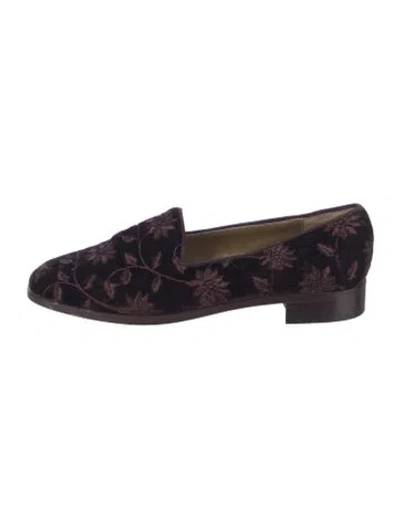 Pre-owned Saint Laurent Velvet Floral Print Loafers In Blue