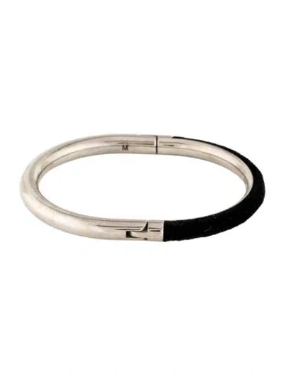 Pre-owned Saint Laurent Velvet Hinged Bracelet, 6.75" In Black