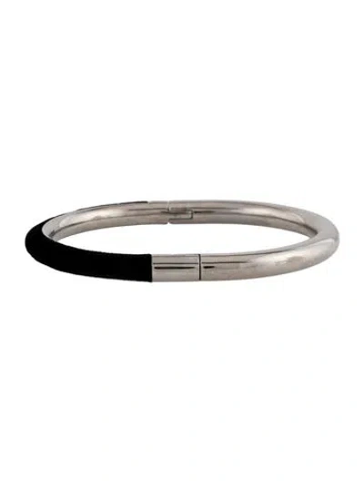 Pre-owned Saint Laurent Velvet Hinged Bracelet, 6.75" In Black