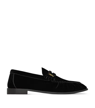 Saint Laurent Velvet Le Loafers In Black