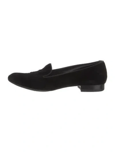 Pre-owned Saint Laurent Velvet Loafers In Black