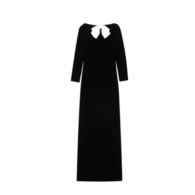 Saint Laurent Velvet Long Dress Women In Black