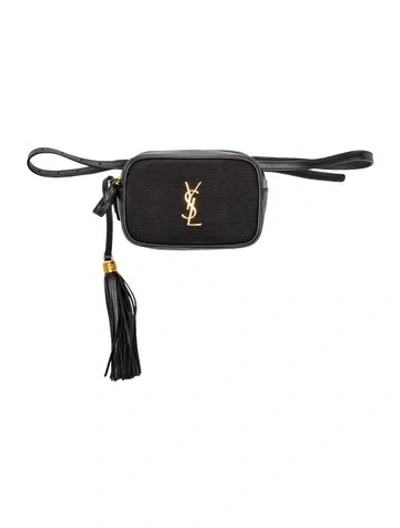 Pre-owned Saint Laurent Velvet Lou Canvas Belt Bag Medium In Black