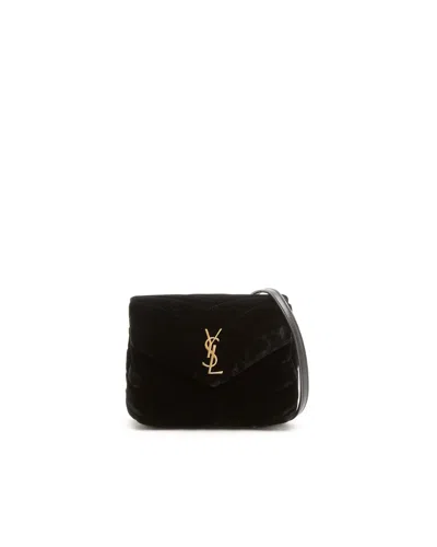 Saint Laurent Velvet Loulou Toy Bag In Black