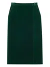 Saint Laurent Cotton Velvet Crisscross Midi Skirt Clothing In Green