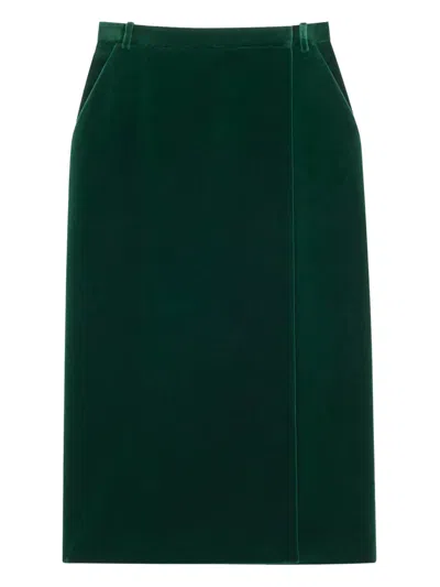SAINT LAURENT VELVET MIDI SKIRT