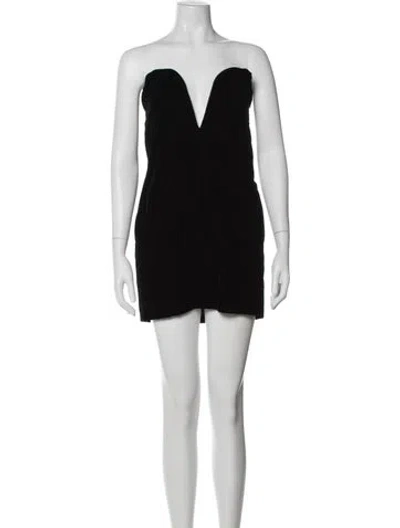 Pre-owned Saint Laurent Velvet Mini Dress In Black