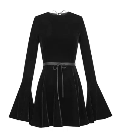 Saint Laurent Open Back Velvet Skater Mini Dress In Black