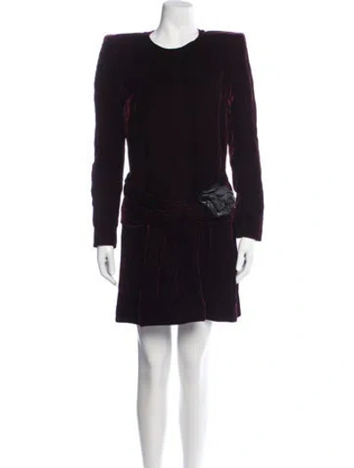 Pre-owned Saint Laurent Velvet Mini Dress In Burgundy