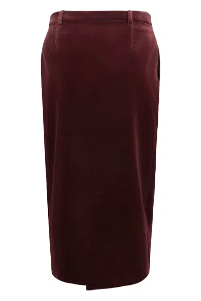 Saint Laurent Velvet Mini Skirt With Silk Lining In Red-purple Or Grape