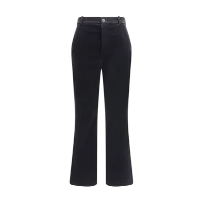 Saint Laurent Velvet Pants In Black