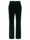 Saint Laurent Straight-leg Velvet Trousers In Green
