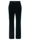 Saint Laurent Straight-leg Velvet Trousers In Green