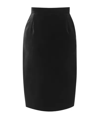 Saint Laurent Viscose Blend Midi Skirt In Black