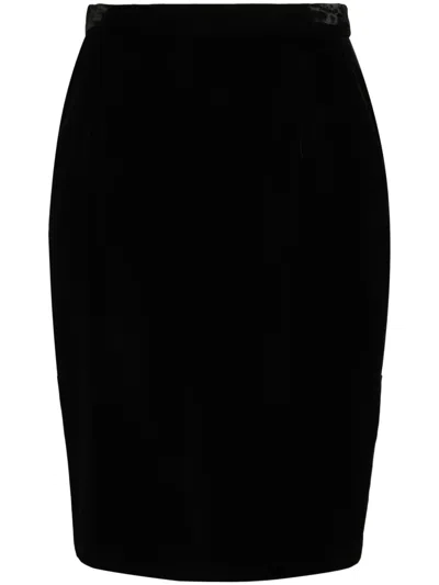 Saint Laurent Wrap-effect Cotton-velvet Midi Skirt In Black