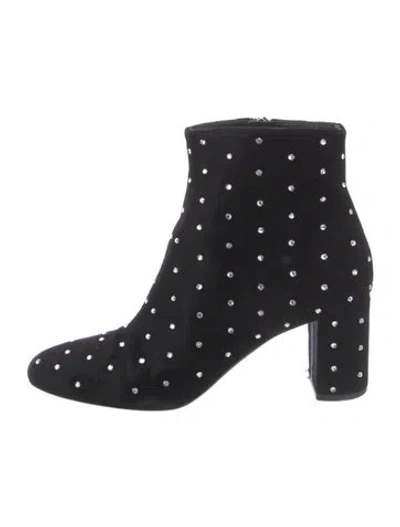 Pre-owned Saint Laurent Velvet Polka Dot Print Boots In Black