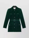 Saint Laurent Velvet Safari Jacket Belted Waist In Green