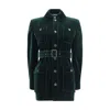 Saint Laurent Velvet Saharan Jacket In Green