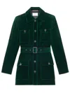 Saint Laurent Velvet Safari Jacket Belted Waist In Green