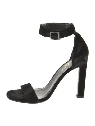 Pre-owned Saint Laurent Velvet Sandals In Black