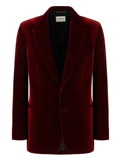 SAINT LAURENT VELVET SINGLE-BREASTED BLAZER
