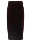 Saint Laurent Velvet Skirt With Belt Loops And Side Seam Detail In Burgundy