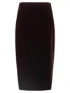Saint Laurent Velvet Skirt With Belt Loops And Side Seam Detail In Red