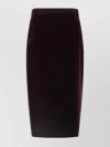Saint Laurent Velvet Skirt With Belt Loops And Side Seam Detail In Burgundy