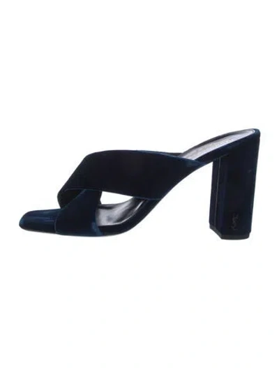 Pre-owned Saint Laurent Velvet Slides In Blue