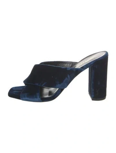 Pre-owned Saint Laurent Velvet Slides In Blue