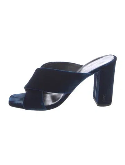 Pre-owned Saint Laurent Velvet Slides In Blue