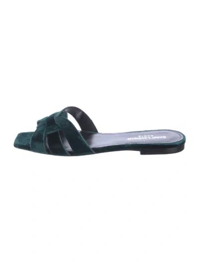 Pre-owned Saint Laurent Velvet Slides In Blue