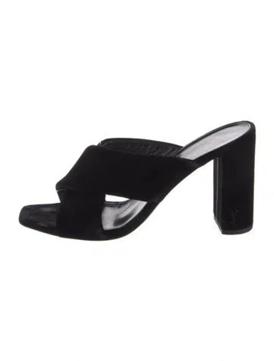 Pre-owned Saint Laurent Velvet Slides In Blue