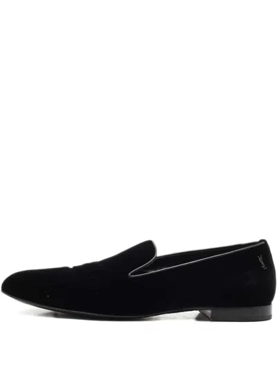Pre-owned Saint Laurent Velvet Slippers In Black