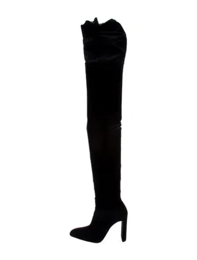 Pre-owned Saint Laurent Velvet Sock Boots In Black