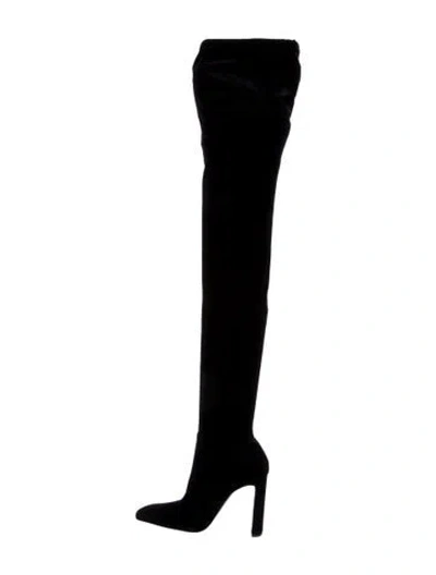 Pre-owned Saint Laurent Velvet Sock Boots In Black