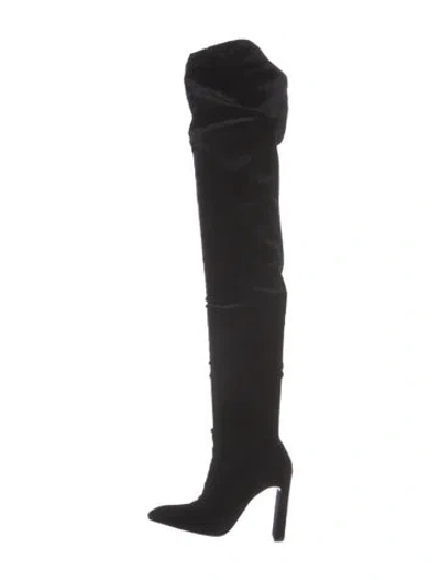Pre-owned Saint Laurent Velvet Sock Boots In Black