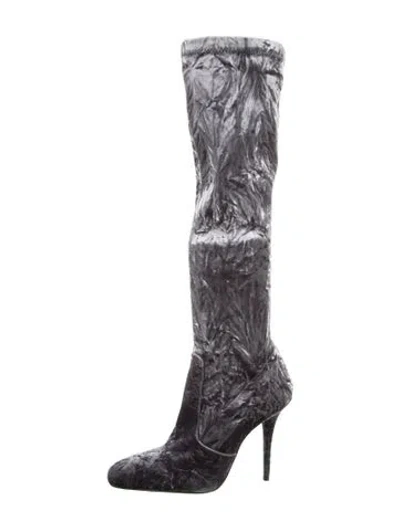 Pre-owned Saint Laurent Velvet Sock Boots In Gray