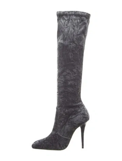 Pre-owned Saint Laurent Velvet Sock Boots In Gray